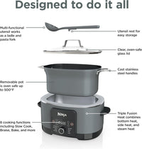 Ninja MC1001 Foodi PossibleCooker PRO 8.5 Quart Multi-Cooker, with 8-in-1 Slow Cooker, Dutch Oven, Steamer, Glass Lid Integrated Spoon, Nonstick, Oven Safe Pot to 500°F, Sea Salt Gray