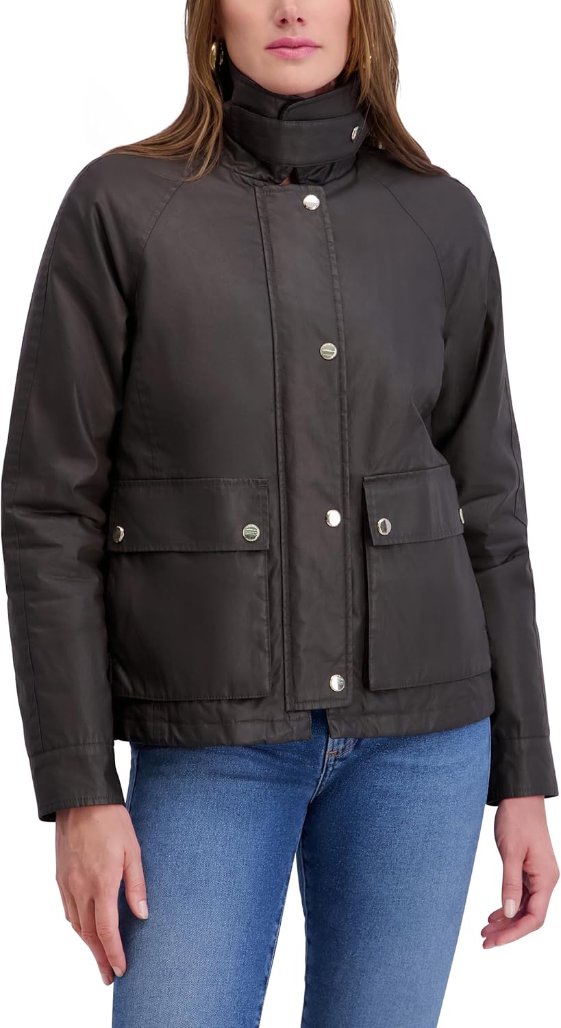 kensie womens Outerwear Waxed Cotton Barn Jacket