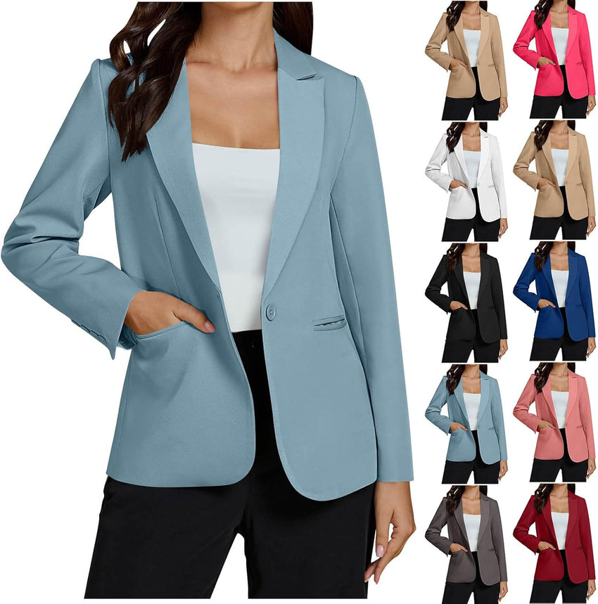 Interview Blazers for Women Dressy Casual Long Sleeve Business Outfits Notch Collar Open Front Work Office Jackets