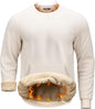 Pudolla Men's Sherpa Lined Sweatshirts Warm Soft Crewneck Sweatshirts Heavyweight Winter Pullover Kangaroo with Pouch Pocket