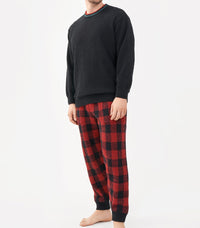 DAVID ARCHY Mens Pajamas Set Ultra-Soft Fleece Pajamas Warm Sleepwear Long Sleeve Lounge Set with Pockets