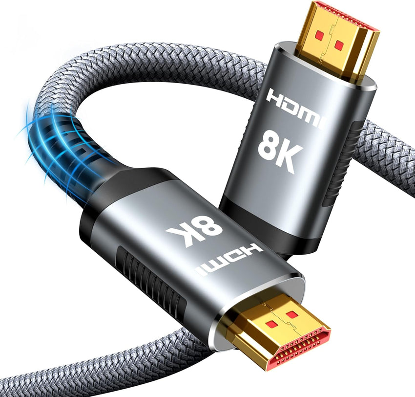 Snowkids 8K Long HDMI Cable 30 ft, Non-Slip Nylon Braided, 48Gbps Ultra High-Speed HDMI Cables Cord, 10K 8K@60Hz, 4K@120Hz Compatible for TV/PS-5/X-box/Projector/Sound System & More