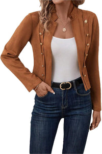 Mina Self Womens Cropped Suede Blazer Jacket 2024 New Spring Fashion Casual Lightweight Petite Fitted Office Outwear Suit…