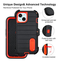 for Rugged iPhone 15 Case with Belt Clip Holster, Military Grade Heavy Duty Shockproof Cover for iPhone15 Case Protective with Stand 6.1 Inch (Black+Blue)