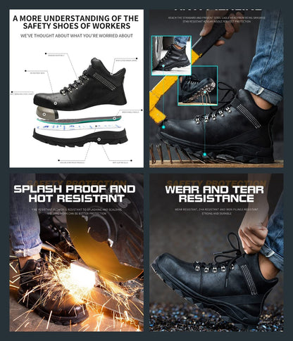 Micoklinlin Steel Toe Boots for Women Waterproof Lightweight Safety Shoes Slip-on Motorcycle Riding Shoes (Clearance)