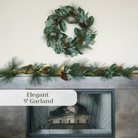 CG Hunter Holiday Collection Faux Garland, Premium Artificial Indoor and Outdoor Large 6-ft Magnolia, Eucalyptus, Pinecone, Needle Pine Christmas Garland, Christmas Decorations and Holiday Greenery