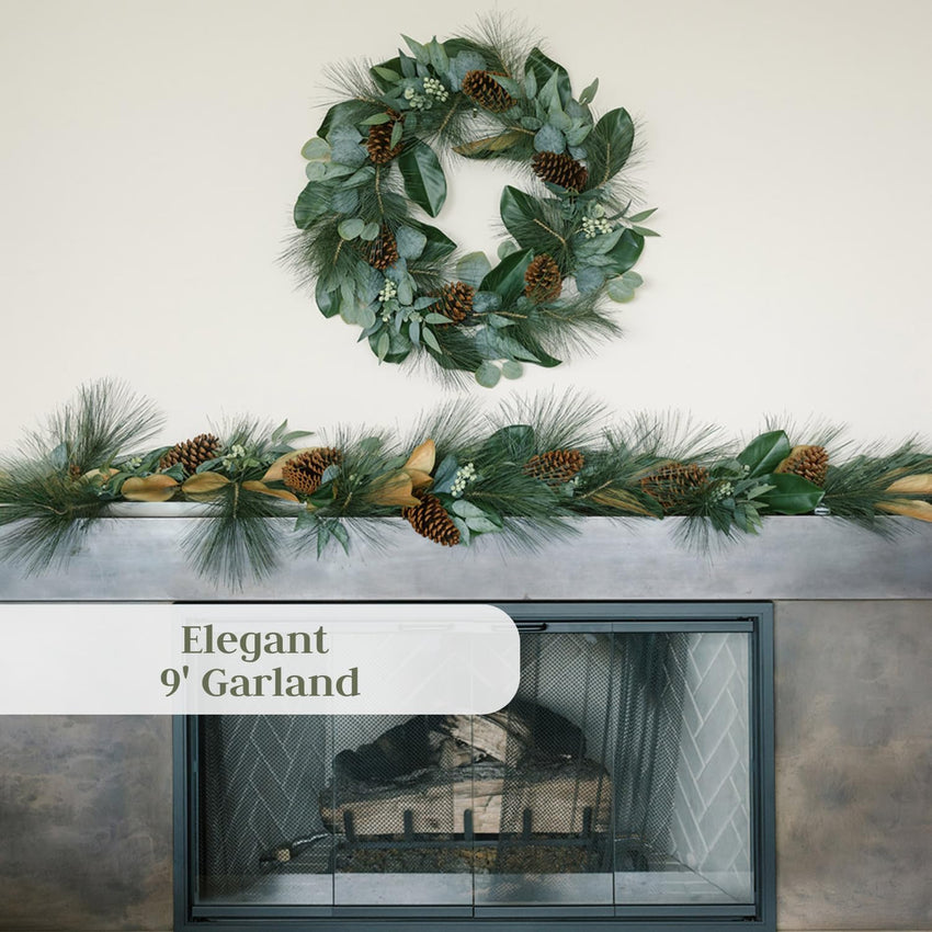 CG Hunter Holiday Collection Faux Garland, Premium Artificial Indoor and Outdoor Large 6-ft Magnolia, Eucalyptus, Pinecone, Needle Pine Christmas Garland, Christmas Decorations and Holiday Greenery