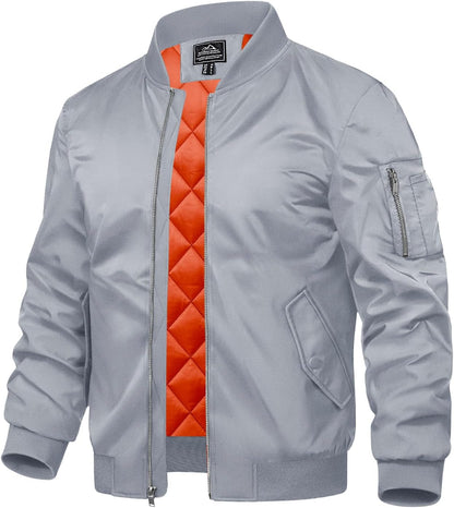 7DAY'SMens Bomber Jacket Windproof Windbreaker Thermal Quilted Jacket Warm Winter Padded Coats