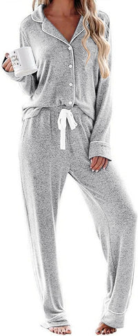 Ekouaer Women's Pajamas Long Sleeve Sleepwear Casual Button Down Loungewear Soft Pjs Set S-XXL