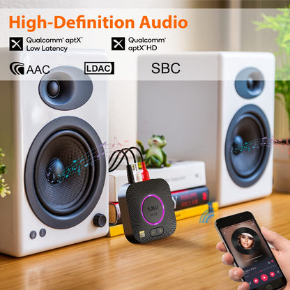 [Upgraded] 1Mii B06 Plus Bluetooth Receiver, HiFi Wireless Audio Adapter, Bluetooth 5.3 Receiver with 3D Surround aptX HD aptX Adaptive for Home Music Streaming Stereo System