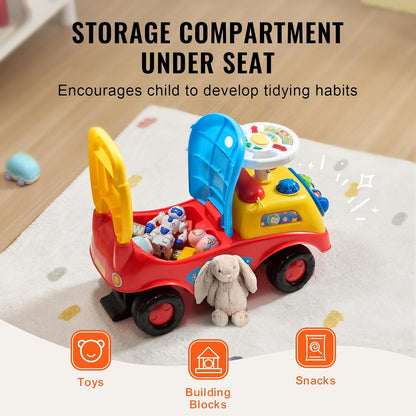 VEVOR Ride On Push Car for Toddlers, Ages 19+ Months, Ride Racer, Sit to Stand Toddler Ride On Toy, Kids Ride On Car with Music Steering, Horn & Under Seat Storage, Ride On Toy for Boys Girls