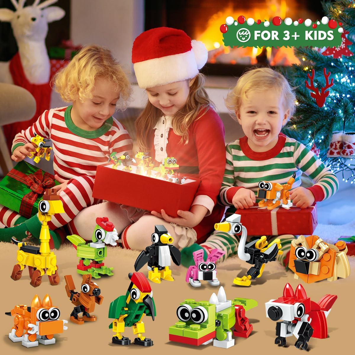 HOGOKIDS 60 Kinds Party Favors for Kids, 20 Pack 3-in-1 Animals Building Block Toy Sets for Goodie Bags Stocking Stuffer Classroom Prizes Birthday Christmas Easter Gifts for Boys Girls Ages 6-12+