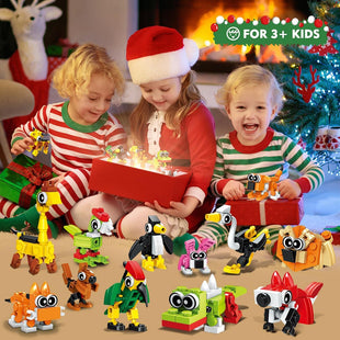 HOGOKIDS 60 Kinds Party Favors for Kids, 20 Pack 3-in-1 Animals Building Block Toy Sets for Goodie Bags Stocking Stuffer Classroom Prizes Birthday Christmas Easter Gifts for Boys Girls Ages 6-12+