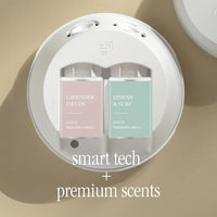 Pura 4 Smart Home Fragrance Device Starter Set - Scent Diffuser for Home- Linens & Surf, Lavender Fields, White Tea No. 1, Yuzu Citron Scent