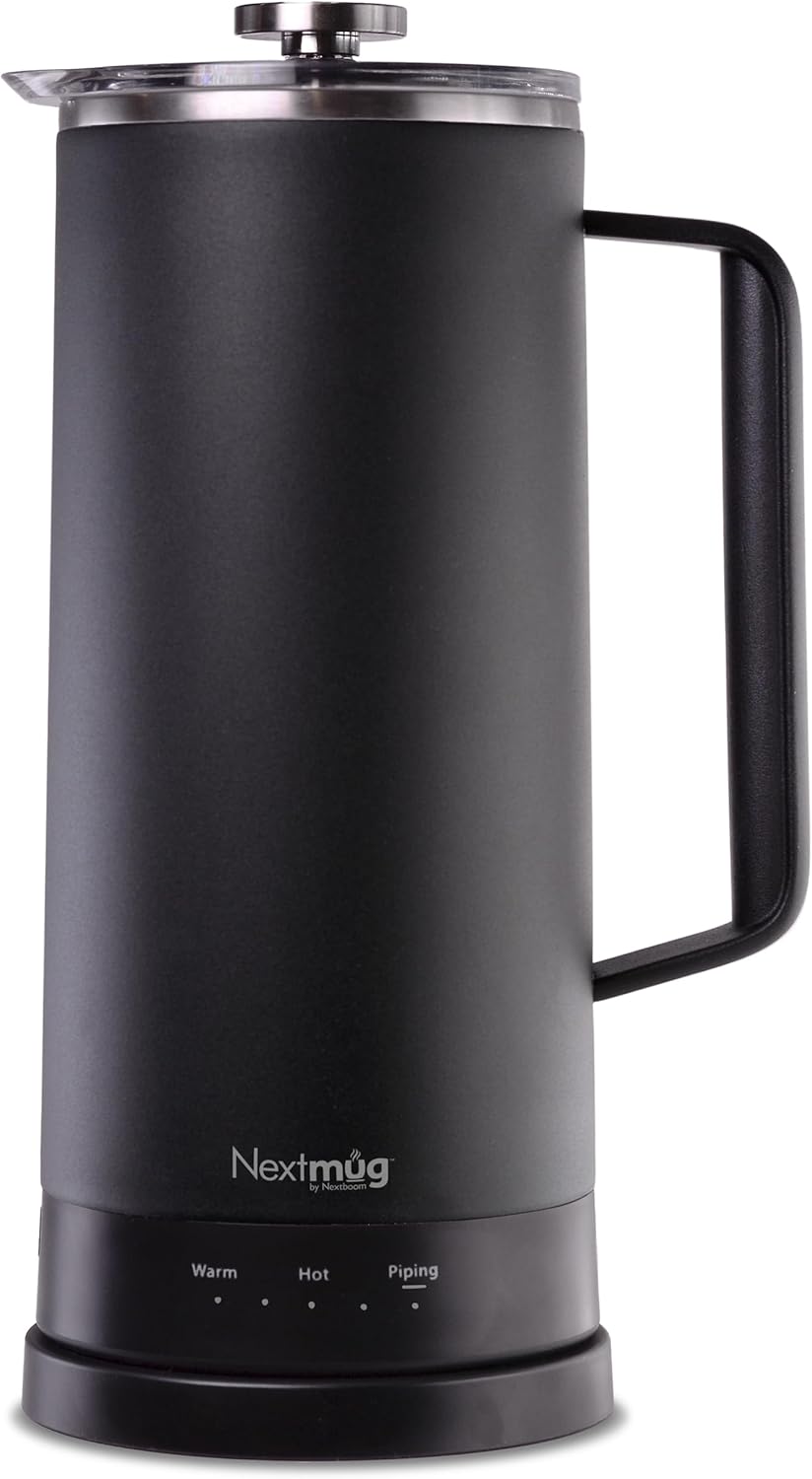 Nextmug Press - Temperature-Controlled, Self-Heating French Press (White - 40 oz.)