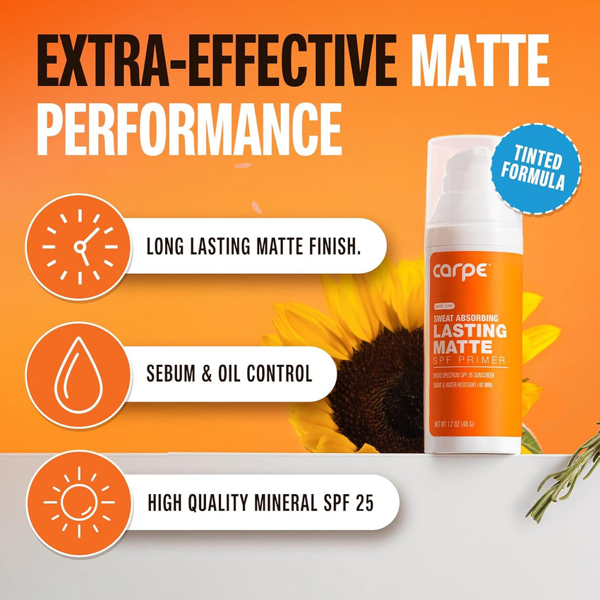 Carpe Primer Face Makeup Base ~New~ Zinc Mineral Sunscreen Face SPF 25 (Deep Tint Primer) Lasting Matte Primer For Oily Skin And Tinted Sunscreen