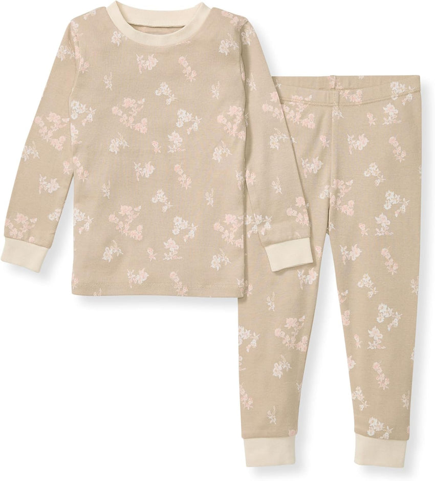 Burt's Bees Baby Girls' Pajamas, 2-Piece Long Sleeve Tee and Pants Organic Cotton PJ Set