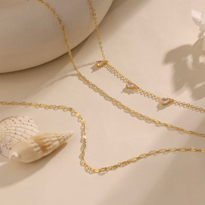 Layered Necklaces for Women, Dainty 14K Gold Plated Circle Peadant Chain Necklace Set Simple Paperclip Stacked Necklaces for Women Trendy Gold Jewelry
