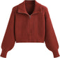 CIDER Zip Up Cardigans for Women Fall Trendy Long Sleeve Chunky Cardigan Knit Open Front Collared Zipper Cardigan
