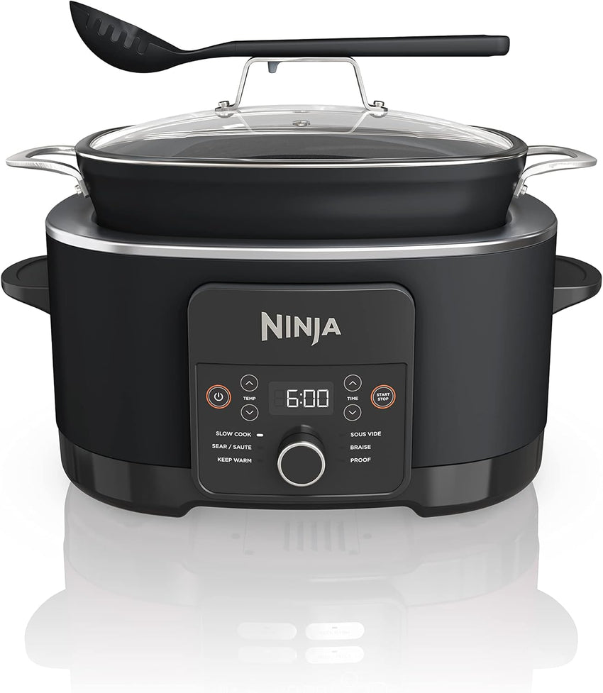 Ninja MC1001 Foodi PossibleCooker PRO 8.5 Quart Multi-Cooker, with 8-in-1 Slow Cooker, Dutch Oven, Steamer, Glass Lid Integrated Spoon, Nonstick, Oven Safe Pot to 500°F, Sea Salt Gray