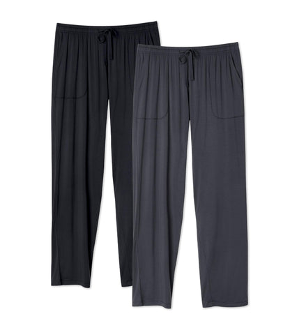 DAVID ARCHY Mens Pajama Pants Bamboo Rayon Lightweight Sleep Bottoms, Breathable Lounge Pants with Pockets Comfy PJs, 2 Pack