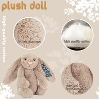 Plush Rabbit Embroidered with Child's Name Handmade Customized Plush Toys Children's First Companion Toys, Children's Welcome Baby Party, Birthday, Easter, Christmas, Thanksgiving Gifts