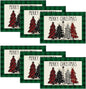 Artoid Mode Waterclor Buffalo Plaid Christmas Trees Placemats Set of 4, 12x18 Inch Winter Table Mats for Outdoor Home Party Kitchen Dining Decor