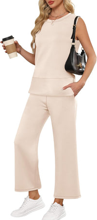 ANRABESS Women's 2 Piece Outfits 2025 Summer Beach Vacation Clothes Fall Travel Casual Lounge Matching Sets Sweatsuits