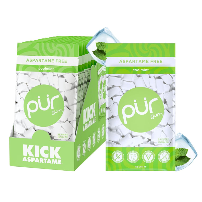 PUR Gum | Aspartame Free Chewing Gum | 100% Xylitol | Natural Spearmint Flavored Gum, 55 Pieces (Pack of 3)