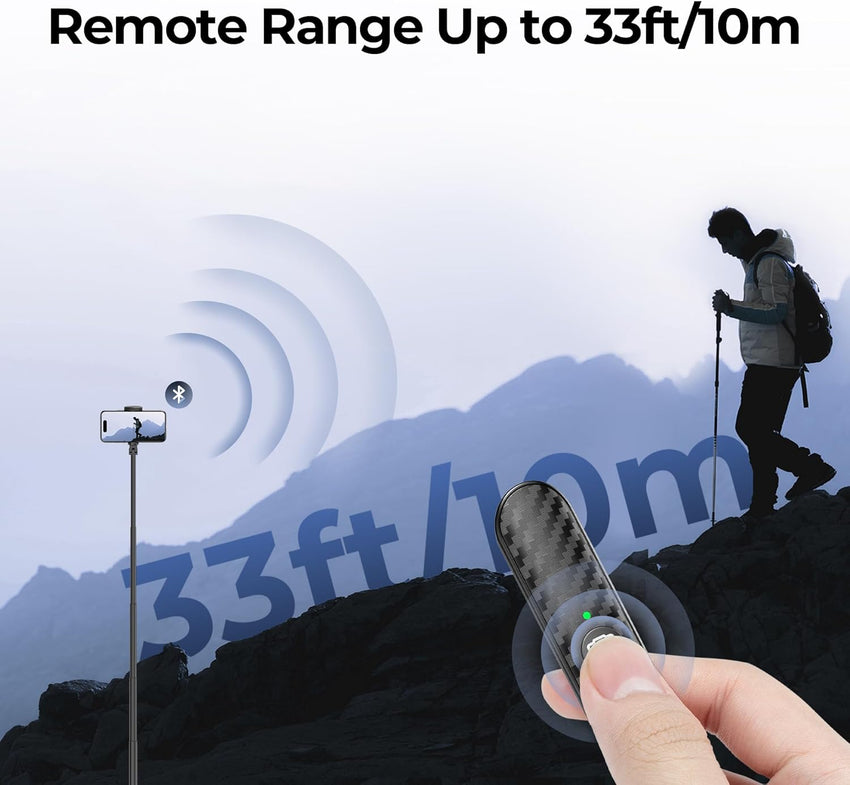 ATUMTEK Bluetooth Remote Shutter, Carbon Fiber Design, Rechargeable Camera Remote Control for iOS & Android Smartphones, Compact and Portable, with Type-C Charging, 10m Remote Range, Bluetooth 5.0