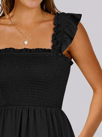 ANRABESS Women's Summer Casual Sleeveless Square Neck Dress 2025 Smocked Ruffle Backless Boho Beach Cute Teen Short Sundress