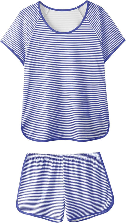 Hilinker Womens Sexy Pajama Set Ruched Lace Trim Cami and Shorts Summer Cute Pjs 2 Piece