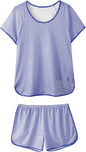 Hilinker Womens Sexy Pajama Set Ruched Lace Trim Cami and Shorts Summer Cute Pjs 2 Piece