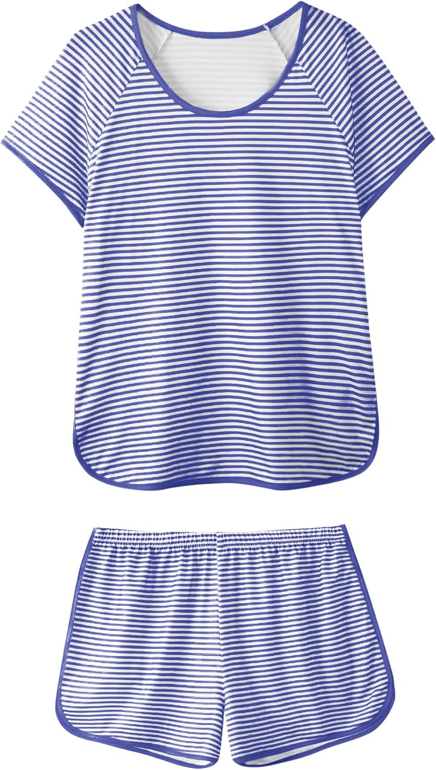 Hilinker Womens Sexy Pajama Set Ruched Lace Trim Cami and Shorts Summer Cute Pjs 2 Piece
