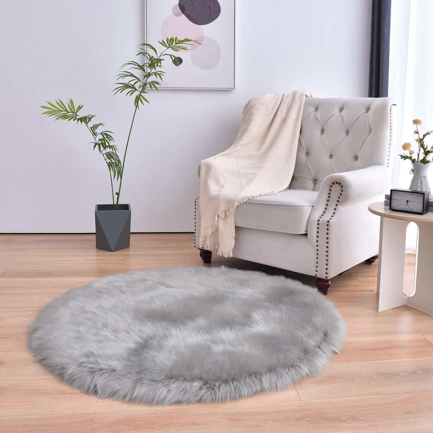duduta Navy Blue Faux Sheepskin Throw Rug 2x3 ft, Fluffy Shag Fur Chair Cover Small Bedside Dorm Rug Non Slip Machine Washable
