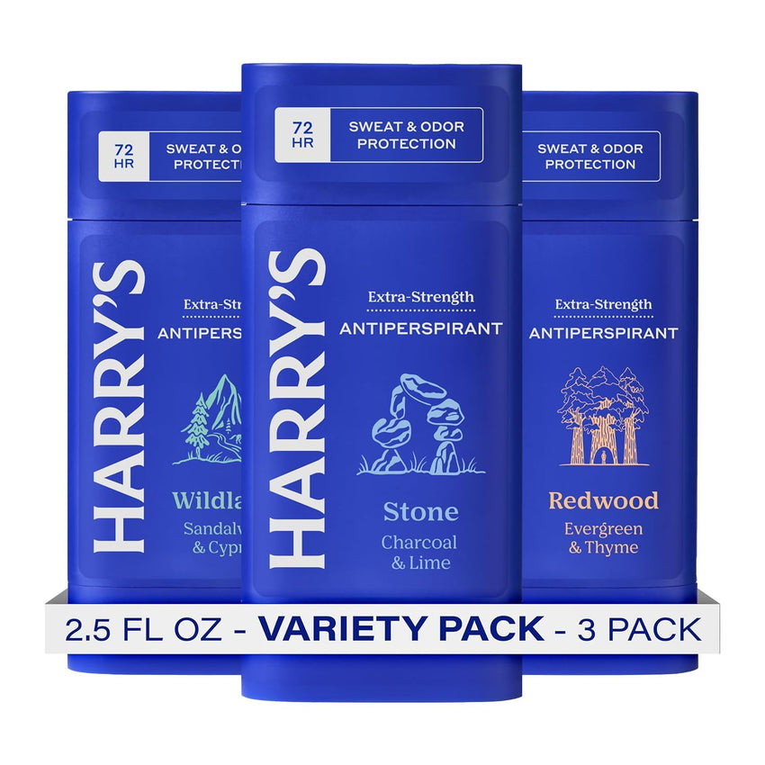 Harry's Extra-Strength Antiperspirant Deodorant, Sweat & Odor Control Antiperspirant for Men, Stone, 2.5 oz Pack of 3