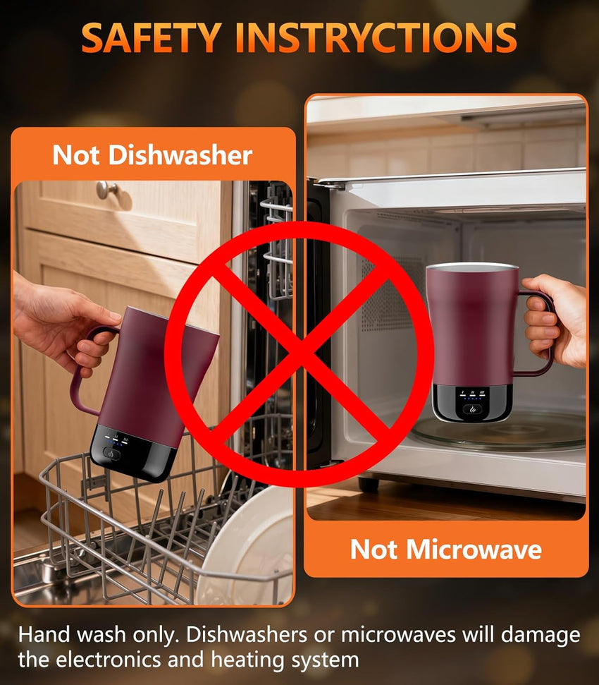 Self-Heating Coffee Mug, 14oz Heated Coffee Mug - Rechargeable Temperature Control Coffee Mug Keep Coffee Hot, Smart Mug Great Gift for Coffee Lovers & Slow Sippers