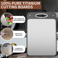 Titanium Cutting Boards for Kitchen Non-Toxic – Double Sided Metal for Meat/Fish & Wheat Straw PP for Fruits/Vegetables, Dishwasher Safe, Hygienic, Pure Cut Easy Clean Chopping Board Large