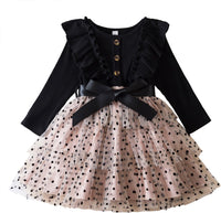 HNXDYY Little Girls Long Sleeve Star Print Knee Length Casual Princess Dress