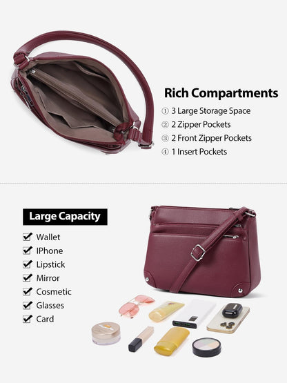 WESTBRONCO Crossbody Bags for Women, Medium Size Shoulder Handbags, Satchel Purse with Multi Zipper Pocket