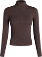 CIDER Mock Turtleneck Tops for Women Ribbed Knit Long Sleeve Slim Fitted Fall Solid Sweater T Shirts