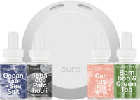 Pura 4 Smart Home Fragrance Device Starter Set - Scent Diffuser for Home- Linens & Surf, Lavender Fields, White Tea No. 1, Yuzu Citron Scent