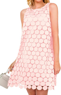 BTFBM Women Hollow Out Circle Embroidered Short Dresses Summer Casual Sleeveless Vacation Party Cocktail Tank Dress