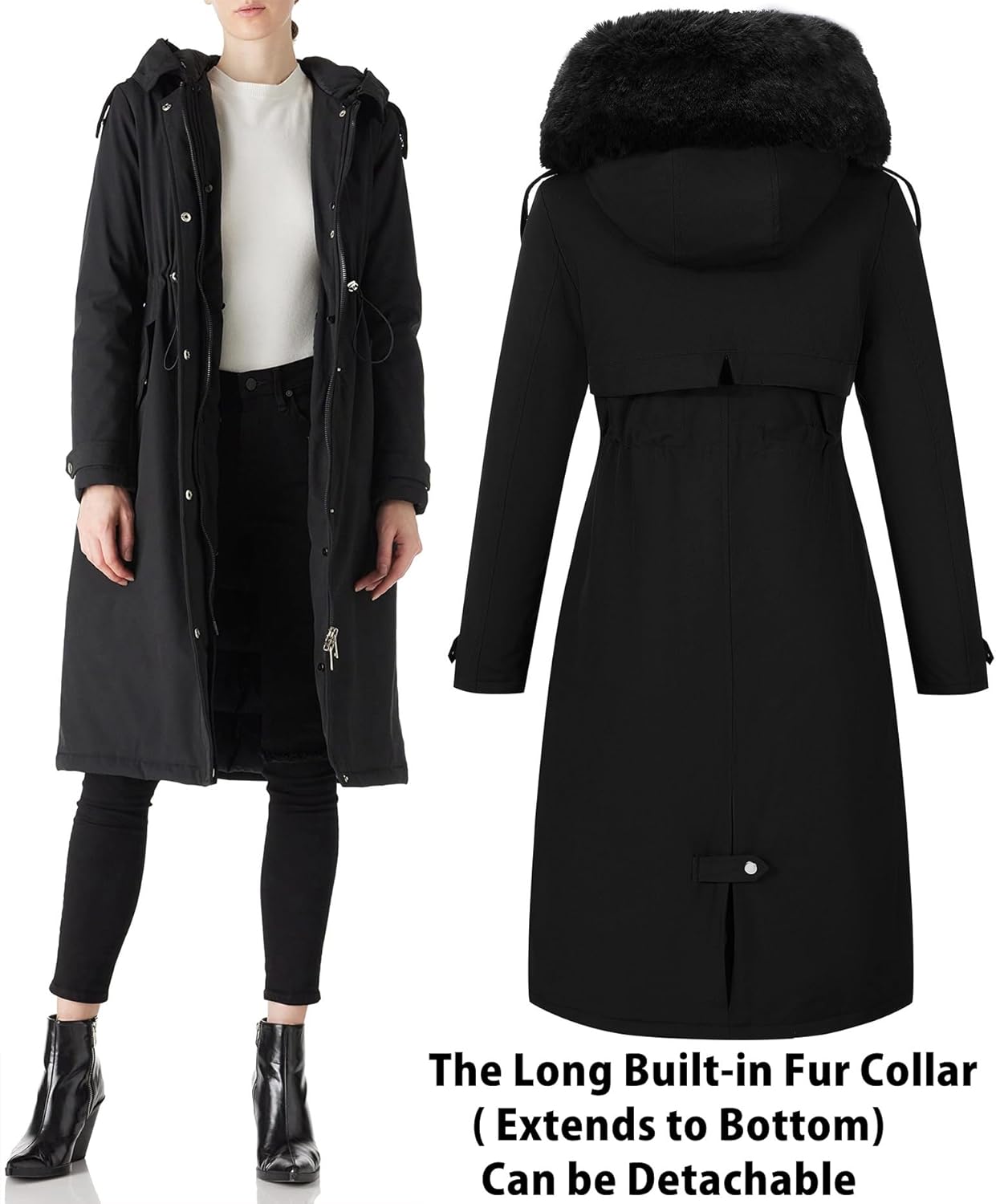 RISISSIDA Women Winter Parka Puffy Coat,Puffer Jacket with Long Fur Collar Hooded,Thicken Warm Bubble Overcoat for Deep Cold