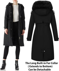 RISISSIDA Women Winter Parka Puffy Coat,Puffer Jacket with Long Fur Collar Hooded,Thicken Warm Bubble Overcoat for Deep Cold