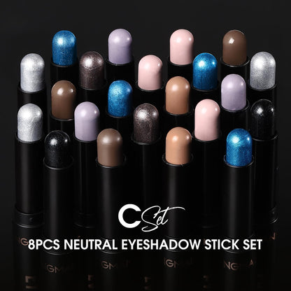 Jolilab Eyeshadow Stick Set, 8 Colors Matte Professional Bright-Colored Contouring and Highlight Eyeshadow Stick, Cream Waterproof Long Lasting High Pigmented Eye Shadow. (8, EYESHADOW B)