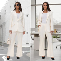 Women's Suit 2 Piece Set Pinstripe Blazer and Bootcut Dressy Pants Set for Work Office Business Outfits