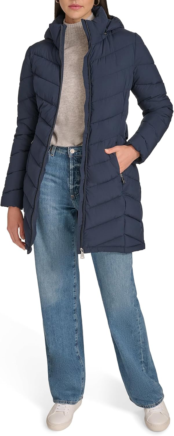 Calvin Klein Women's Long Chevron Puffer Jacket