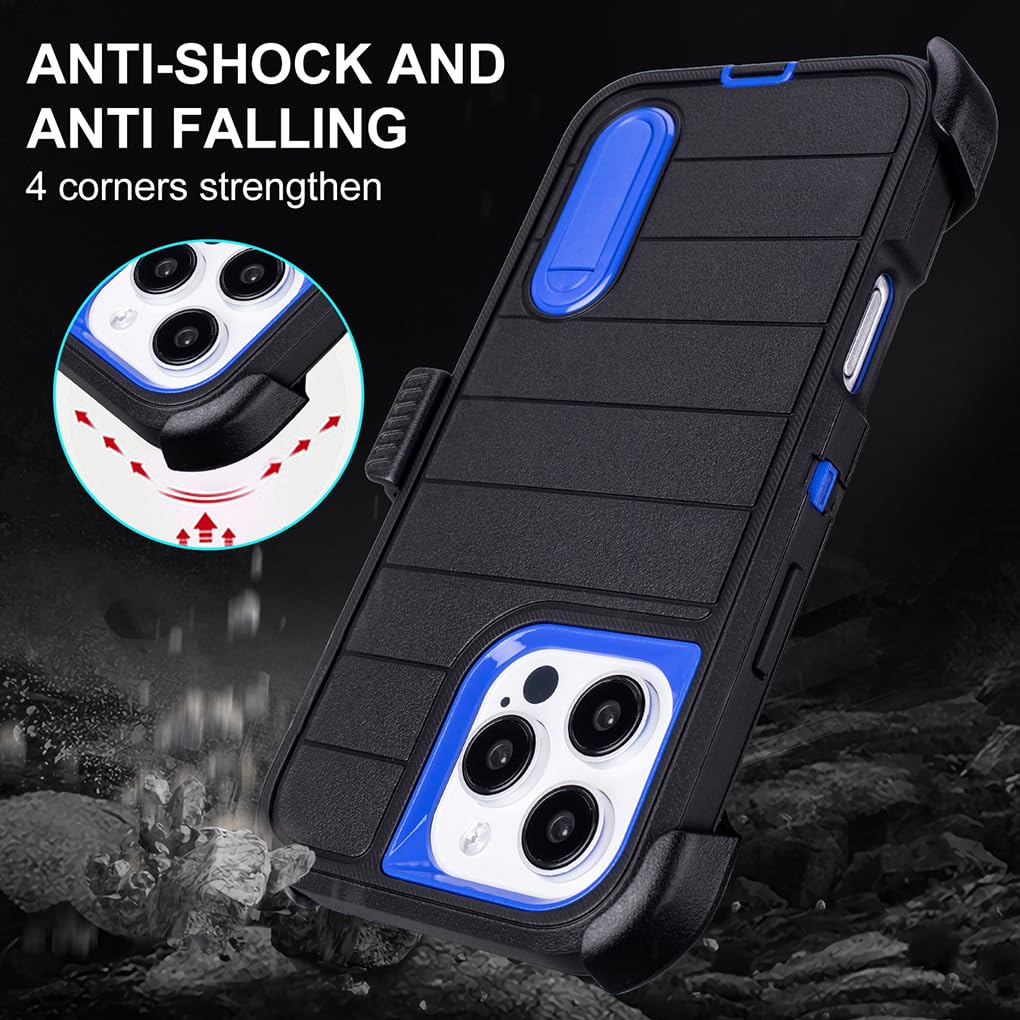 for Phone Case iPhone 16 Pro Max Case Black with Belt Clip Heavy Duty Holster for Shockproof Cases,3 Layers of Sturdy,Military Grade Defender Cover for iPhone 16 Pro Max Cases Black 6.9 Inch