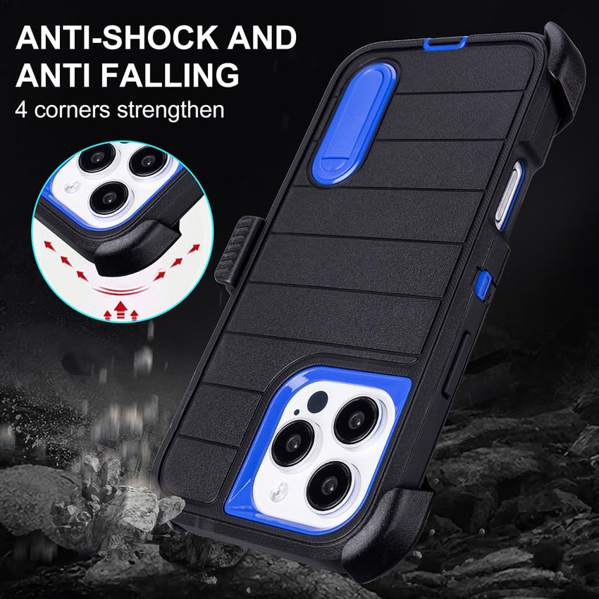 for Phone Case iPhone 16 Pro Max Case Black with Belt Clip Heavy Duty Holster for Shockproof Cases,3 Layers of Sturdy,Military Grade Defender Cover for iPhone 16 Pro Max Cases Black 6.9 Inch